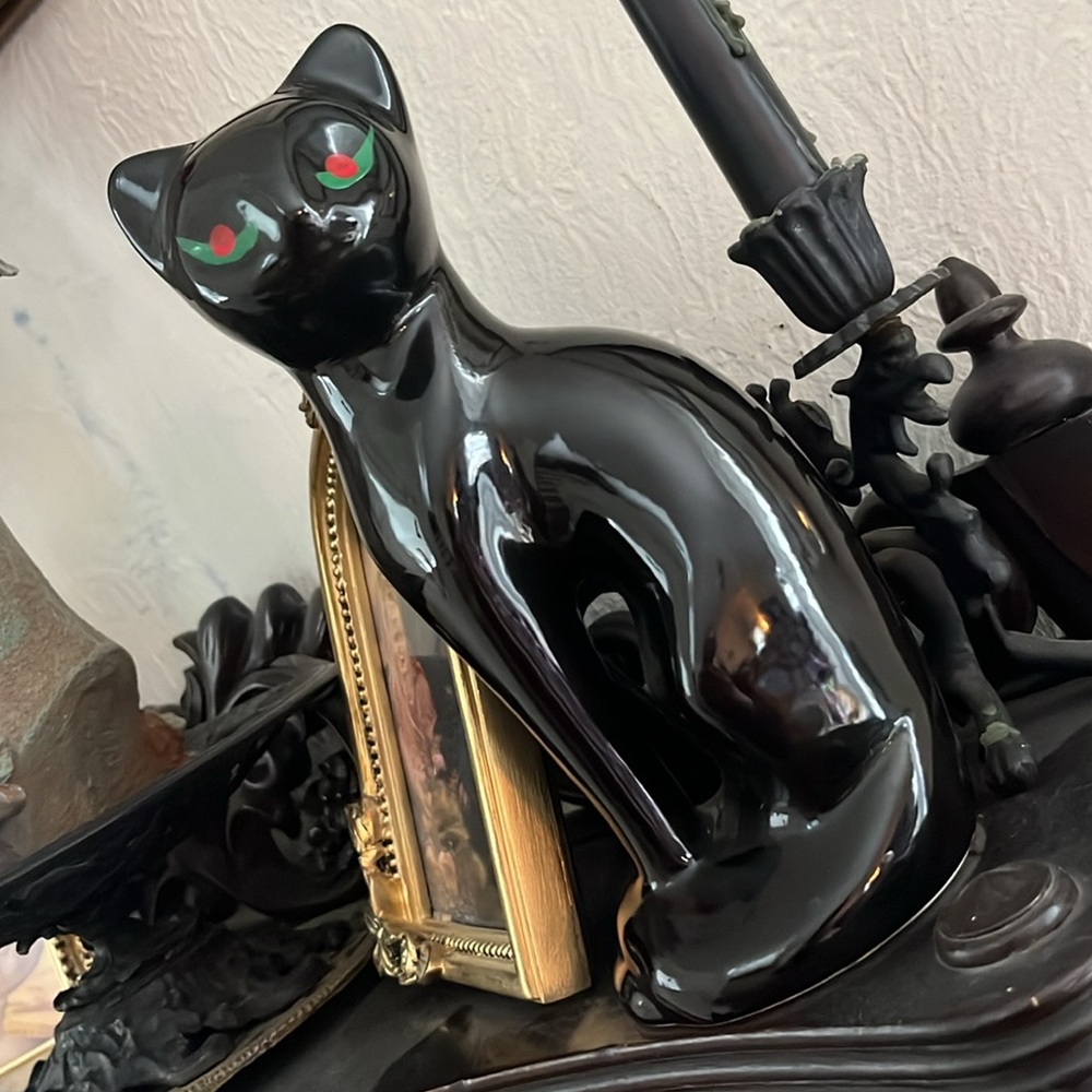 MCM vintage mid century Elegant Black Cat Figurine
